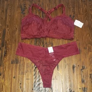 Auden Plus Size Lace Bralette & Thong 2X